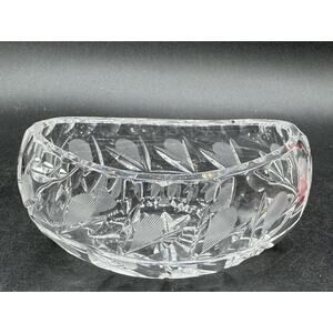 IRENA 5” LEAD CRYSTAL POLAND GLASS BOWL HEAVY! Stunning Floral CUT DESIGN -S1U